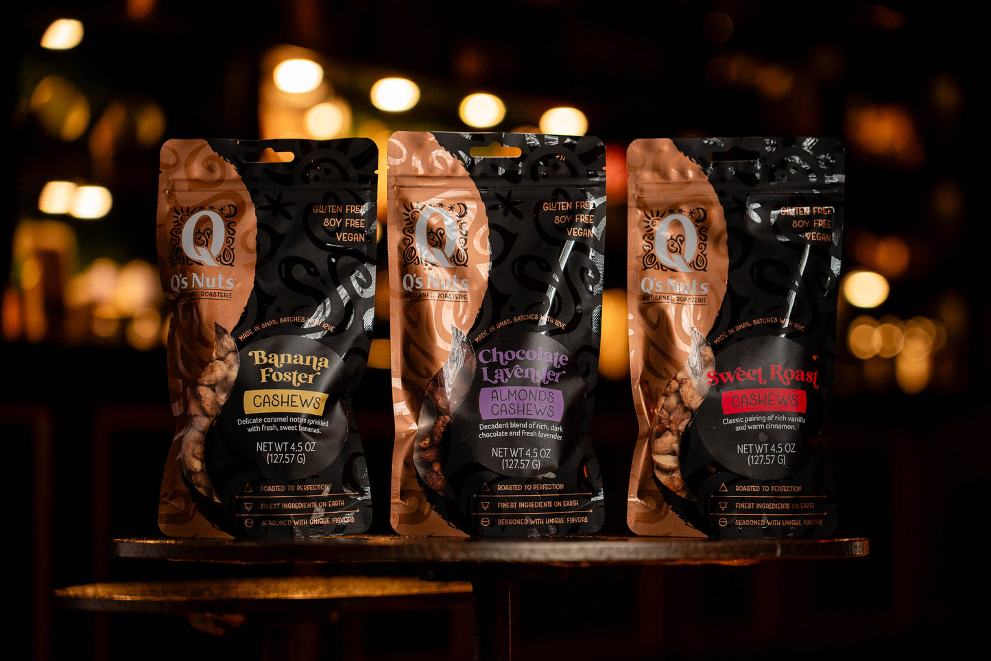 Q's Nuts - Chocolate Lavender Almond & Cashew Mix 4.5 oz